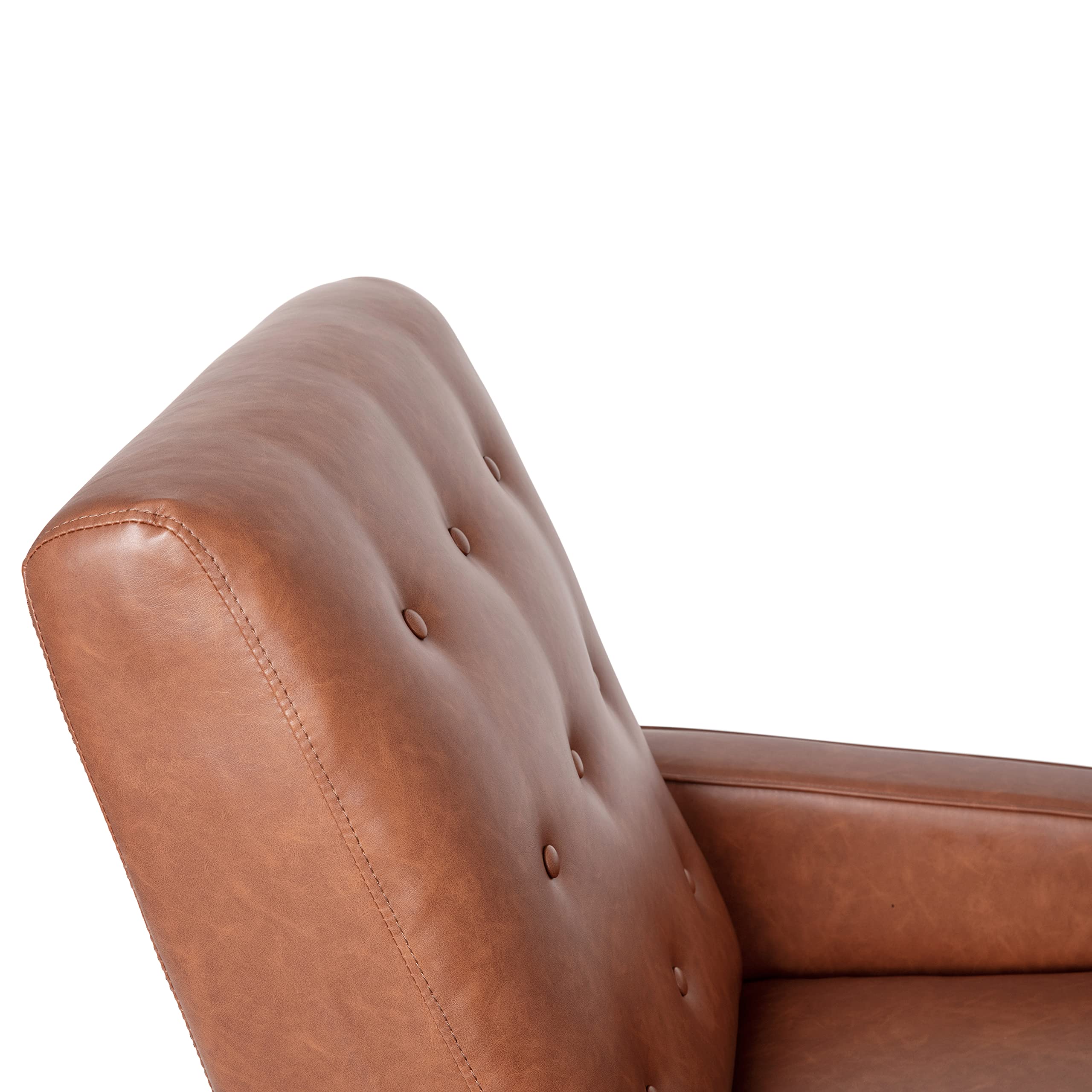 Erza LeatherSoft Button Tufted Pushback Recliner, Mid-Century Modern