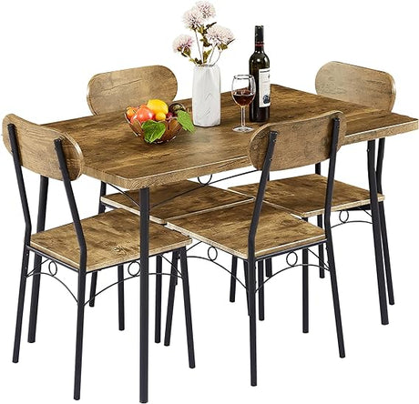 Dining Table Set for 4 5 Piece Dinette with Chairs for Kitchen