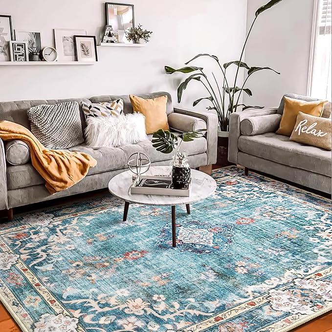 5'x7' Area Rugs Green Machine Washable Rugs Living Room Rugs Boho Area Rug