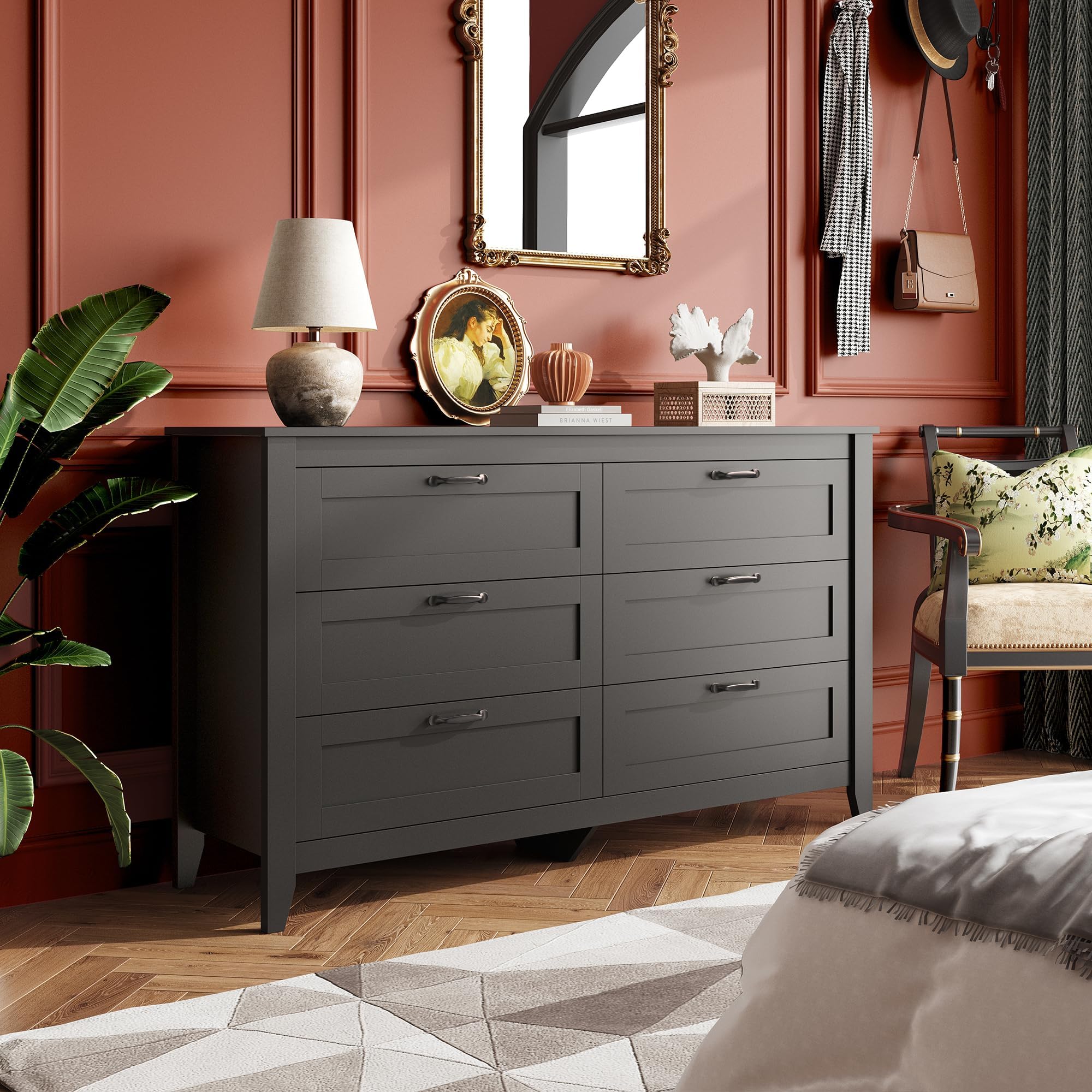 6 Drawer Dresser, Retro Chest of Drawers