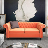 Modern Tufted Couch 3 Seater with Rolled Arms and Nailhead