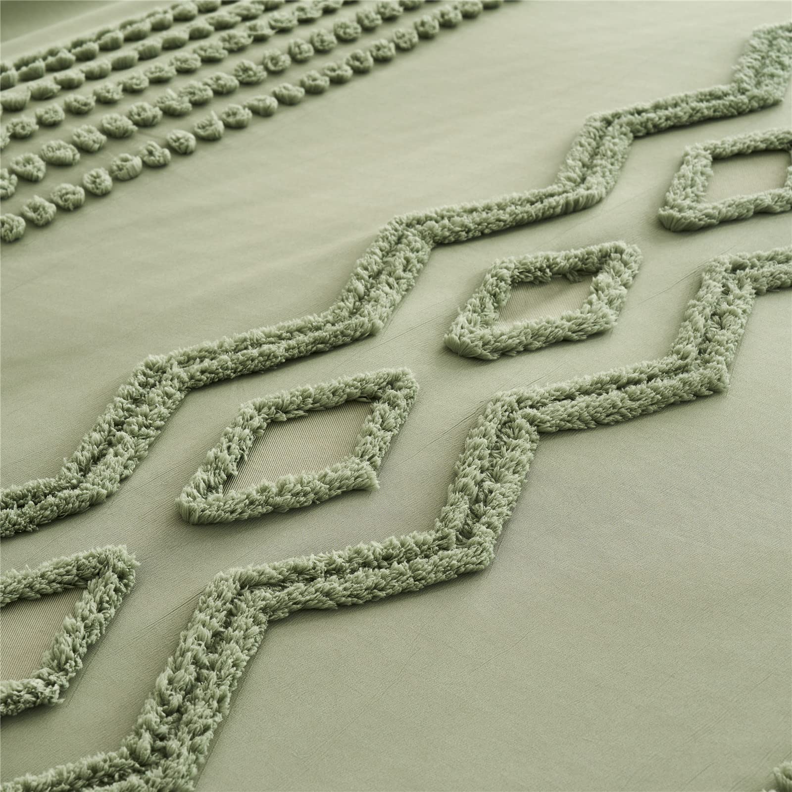 Sage Green Tufted Comforter Set Queen - 7 Piece Bed in a Bag
