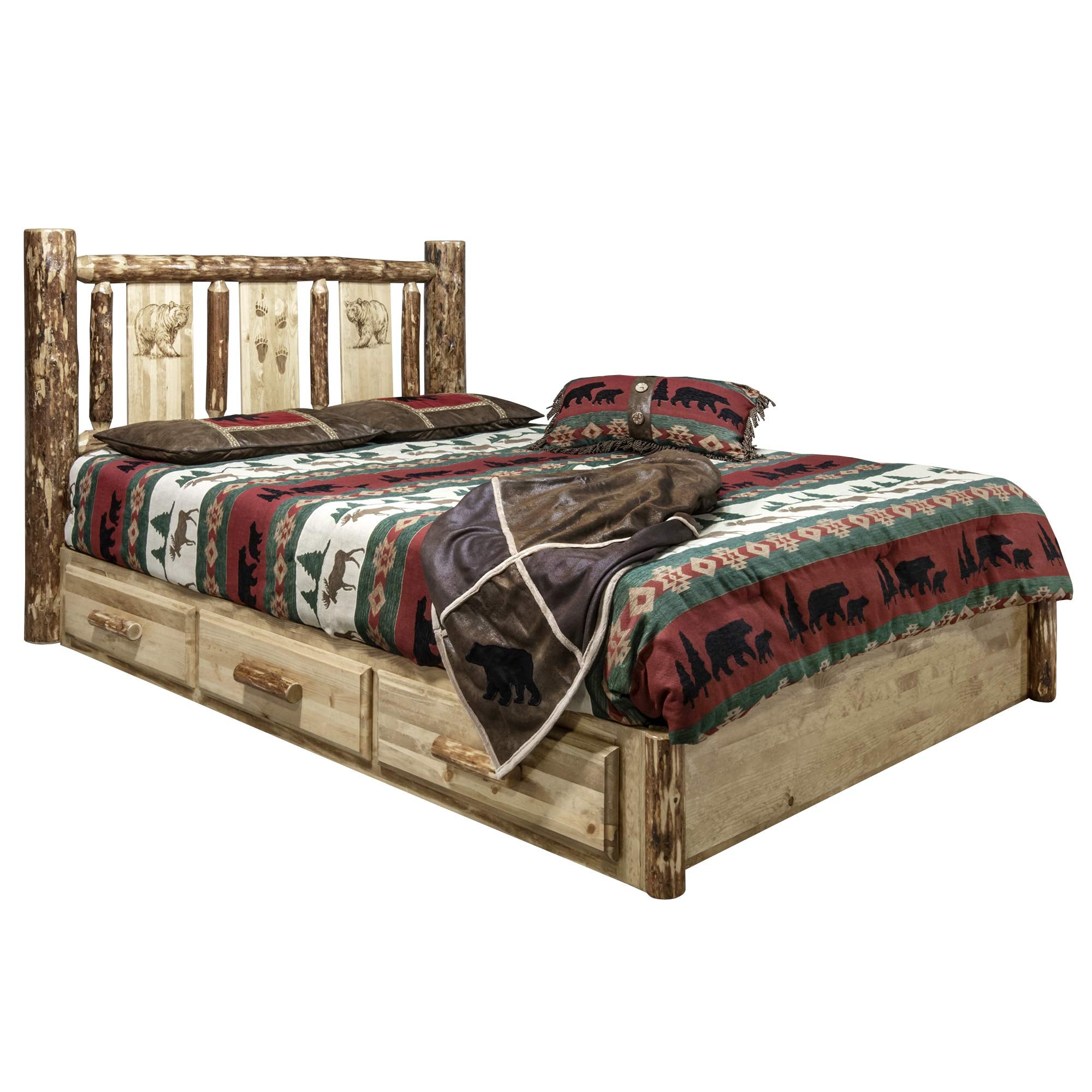 Glacier Country Collection King Bed Platform, (U.S. Standard), Stain & Clear Lacquer Finish