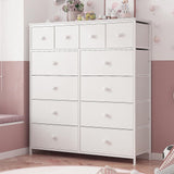 White Dresser for Bedroom with 12 Drawers Dressers & Chest of Drawers with Wood Top