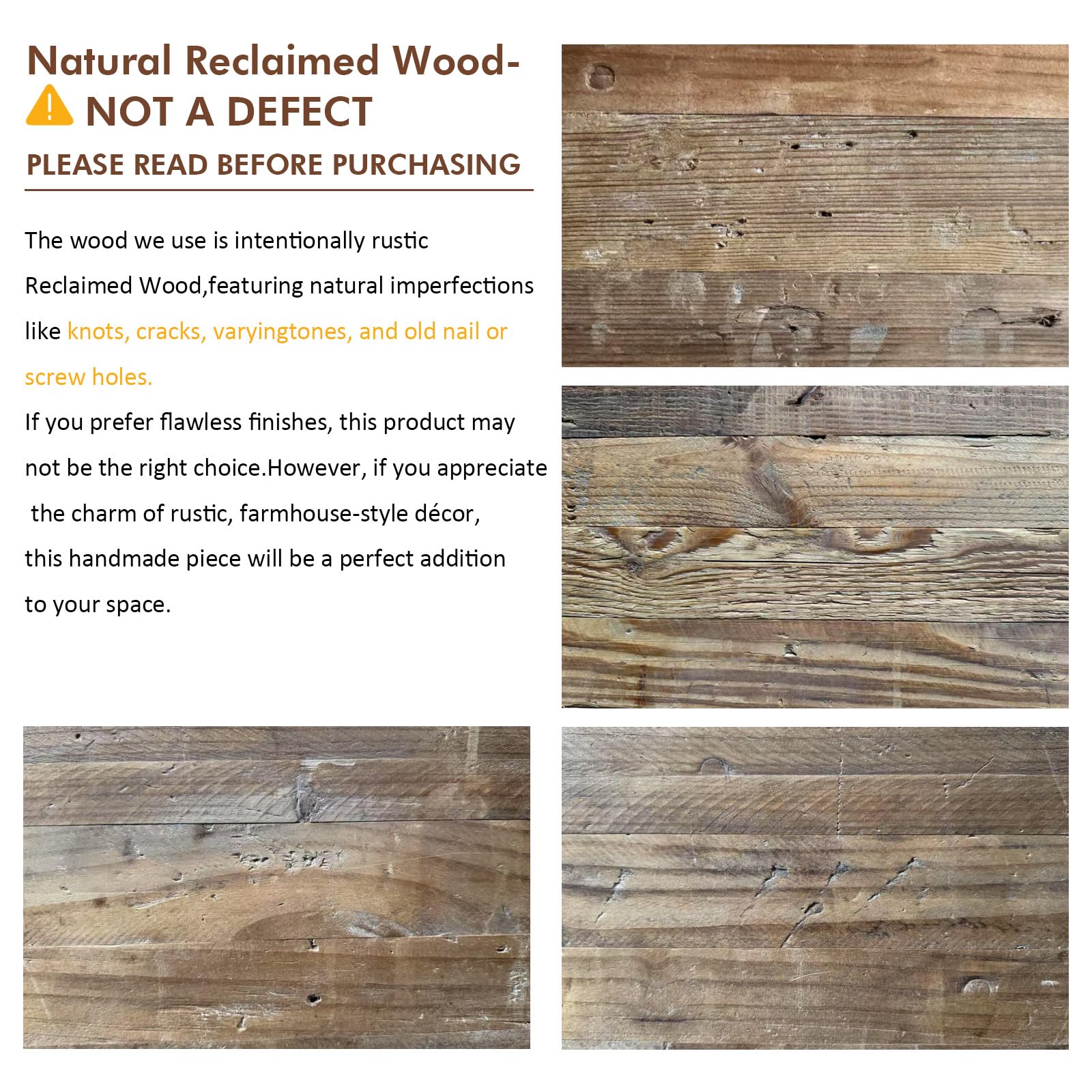 Reclaimed Wood Console Table 59" - Farmhouse Entryway Accent Table