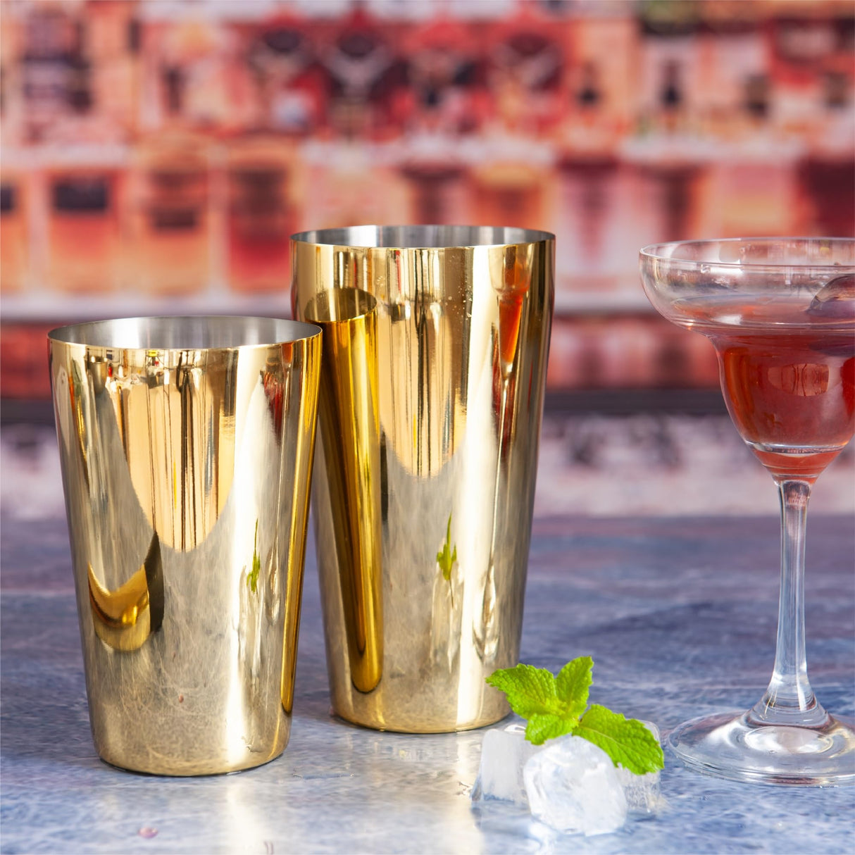 11-Pcs Cocktail Shaker Set Gold,Bartending Kit Stainless Steel Shakers 25oz Bar