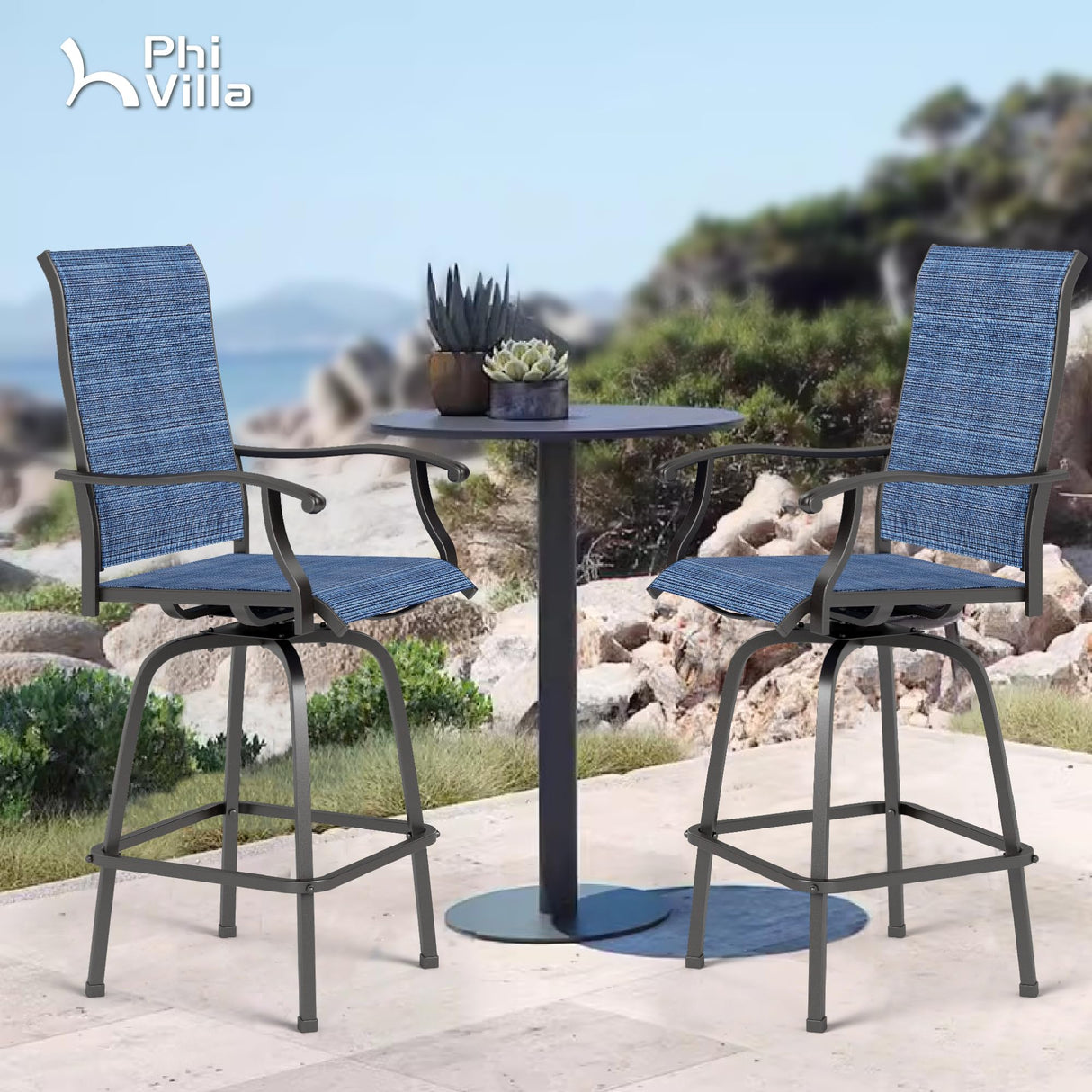 Outdoor Swivel Bar Stools Set of 2