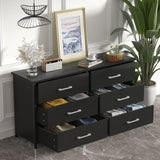 6 Drawer Double Dresser, Industrial Wood Dresser for Bedroom