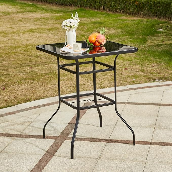 3-Piece Outdoor Bar Stools, Bar Table and Chairs Set - 360° Swivel
