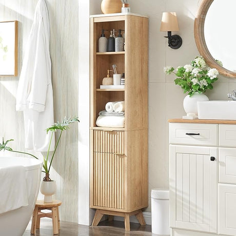 68" Tall Bathroom Narrow Storage Cabinet with Adjustable Shelf