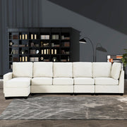 L-Shape Sectional Sofa Set, Modern 6-seat Velvet Fabric Couch