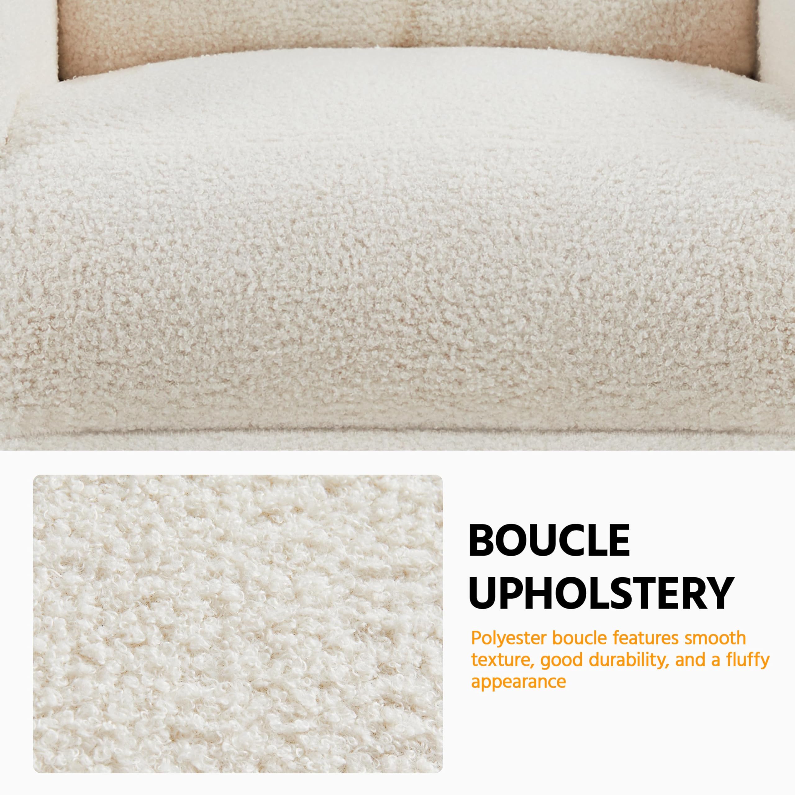 CloudNest Ivory Boucle Recliner Chair with Pocket Spring Support
