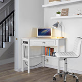 L Shaped Corner Computer Desk with Power Outlets, Reversible Triangle Workstation