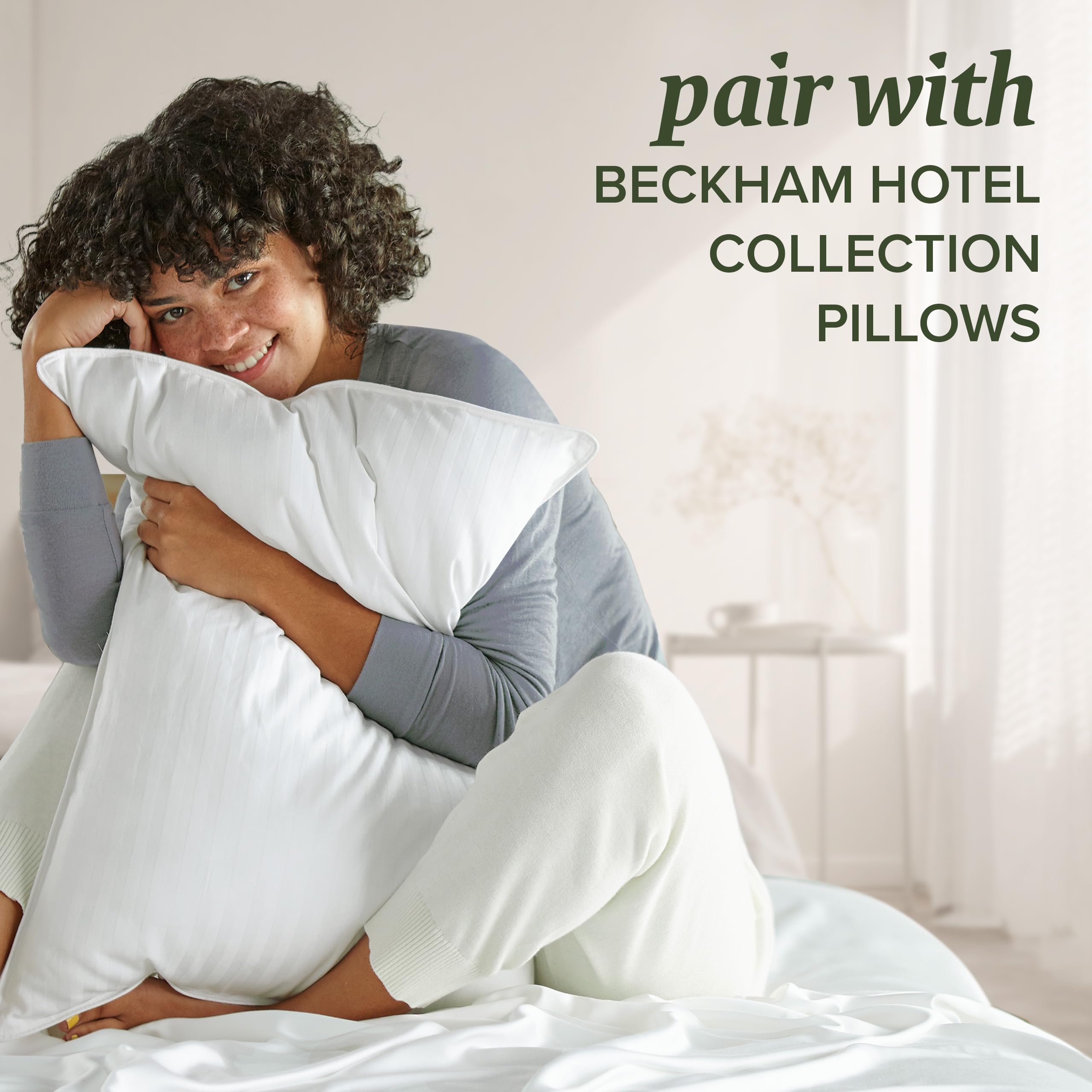Beckham Hotel Collection Queen Size White Pillow Protector with Zipper Set of 2, Soft and Breathable Cotton Pillow Protector Covers