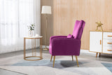 Modern Accent Velvet Chairs Comfy Upholstered Vanity Chairs for Bedroom Armchair Dining Chairs with Golden Metal Legs Desk Chair Single Person sofafor Living Room(Purple)