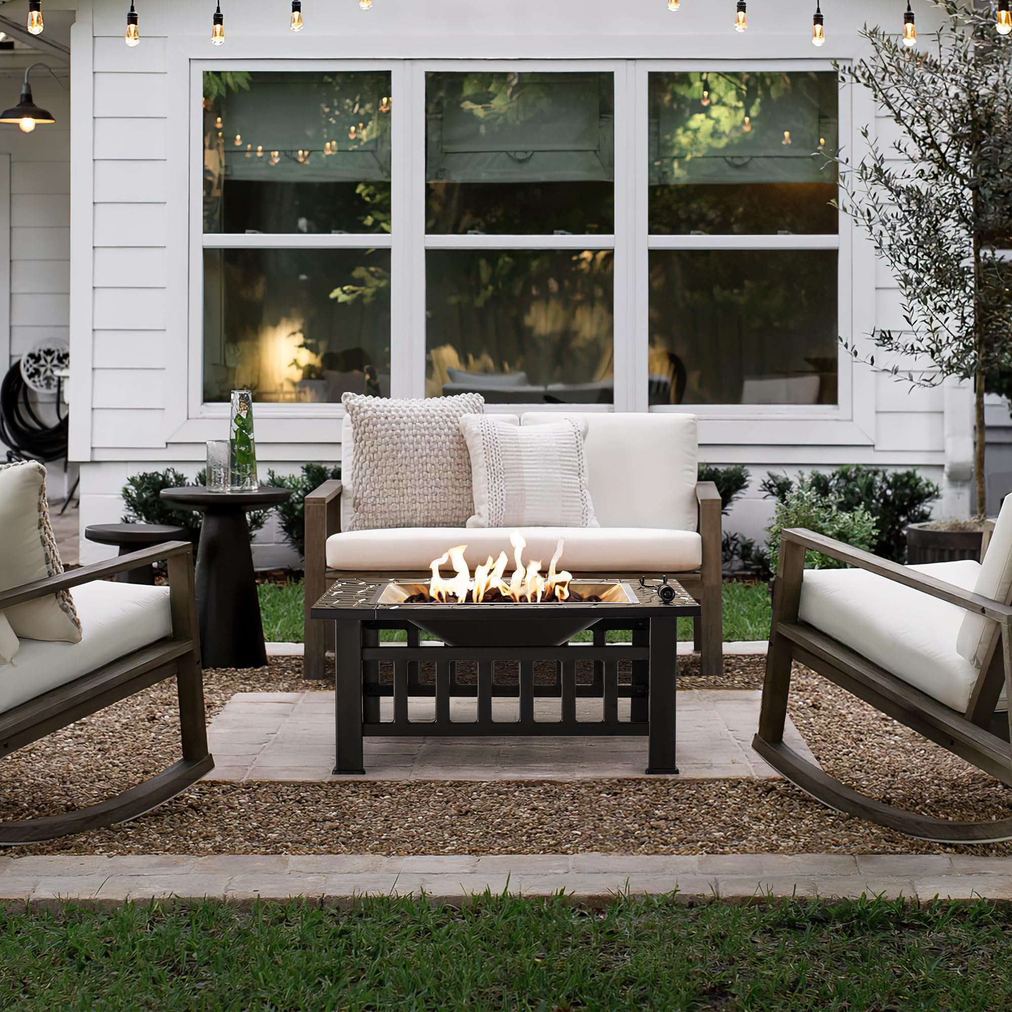 Outdoor Fire Pit, 32 Inch Firepit Table Metal Outdoor Fireplaces