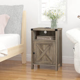 Nightstand Set of 2 with Charging Station,Industrial Bedside Table with Storage Living Room