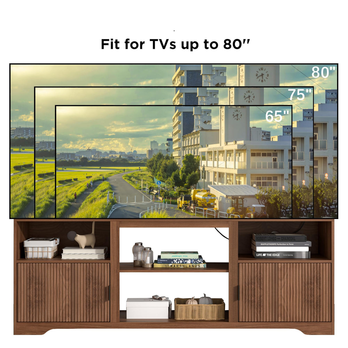 Fluted Mid-Century Modern TV Stand for TVs up to 80"