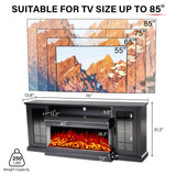 75" Fireplace TV Stand with 3-Sided Glass Electric Fireplace