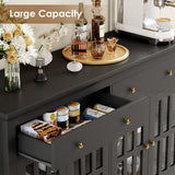 Black Buffet Cabinet with Storage, 55.1" Large Kitchen Cabinet Sideboard Cabinet