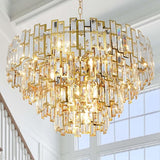 Crystal Chandelier Plated Gold Modern Round Chandeliers for Dining Room Bedroom