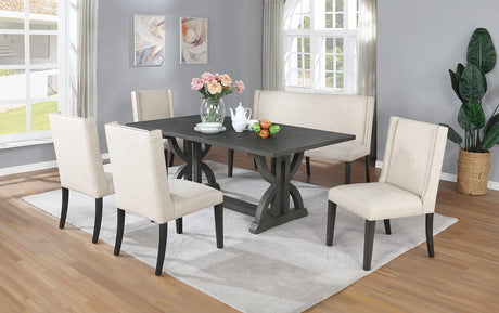 MIAT Mia Rectangular Wood Dining Table in Gray