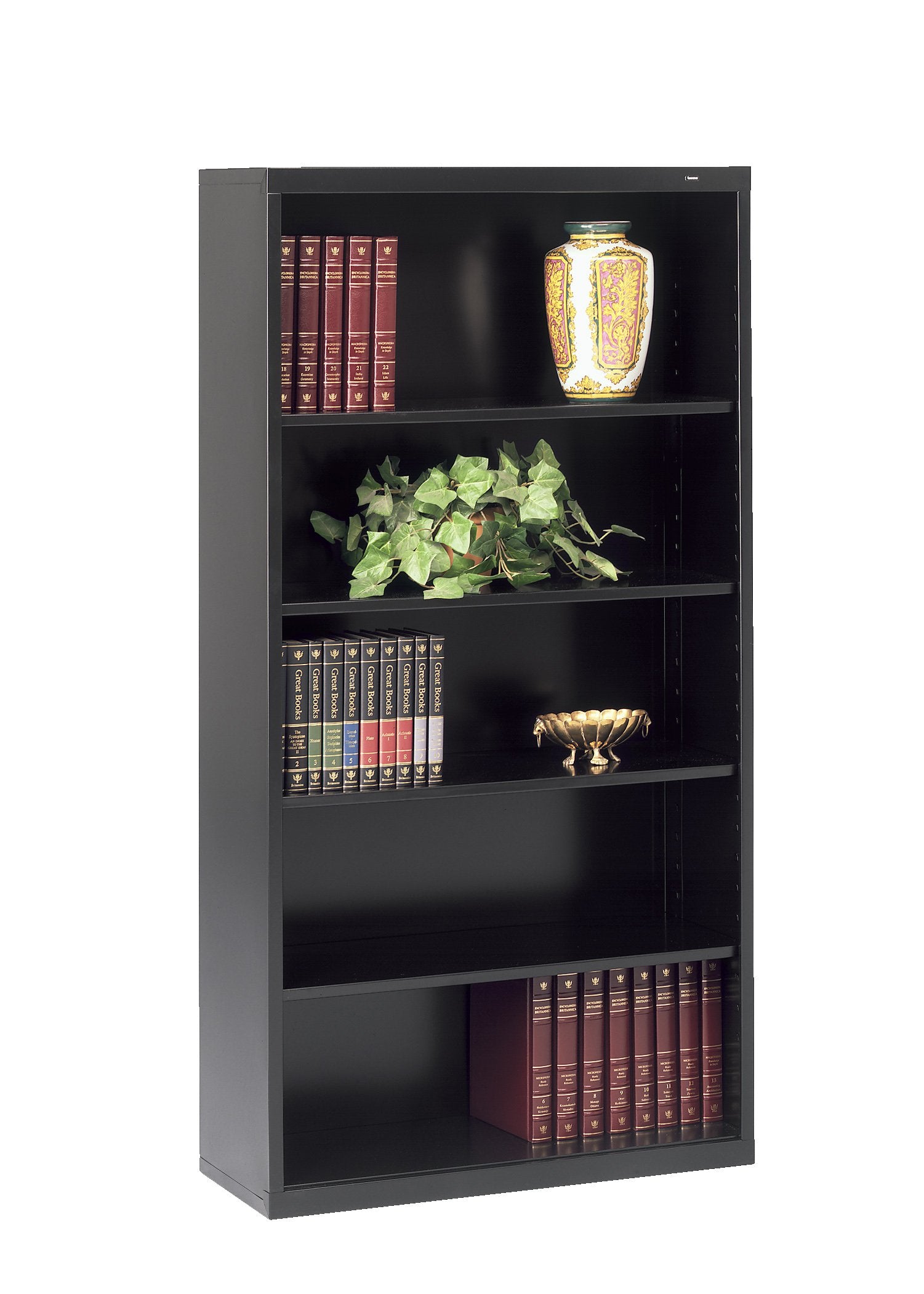 Corporation B-66BK Welded Bookcase, 34-1/2" Width x 66" Height x 13" Length, 5 Shelves, Black