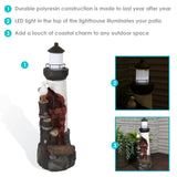 Sunnydaze 36-Inch Gull's Cove Outdoor Lighthouse Water Fountain with LED Light - Polyresin Decorative Water Feature