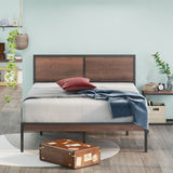 Metal Platform Bed Frame with Split Headboard, Wood Slat Support, No Box Spring Needed,