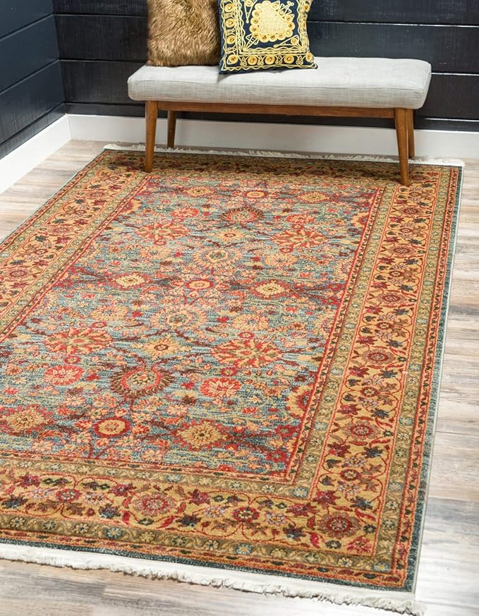Edinburgh Collection Area Rug - Monroe (8' x 11' Rectangle Blue/Brown)