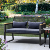 Patio Loveseat Wicker Outdoor Furniture, All Weather Rattan Conversation