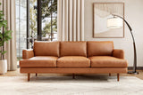 Grosseto 87” Cognac Tan Brown 3 Seater Full Leather Sofa | Mid Century Italian Nappa Leather Couch for Living Room Furniture