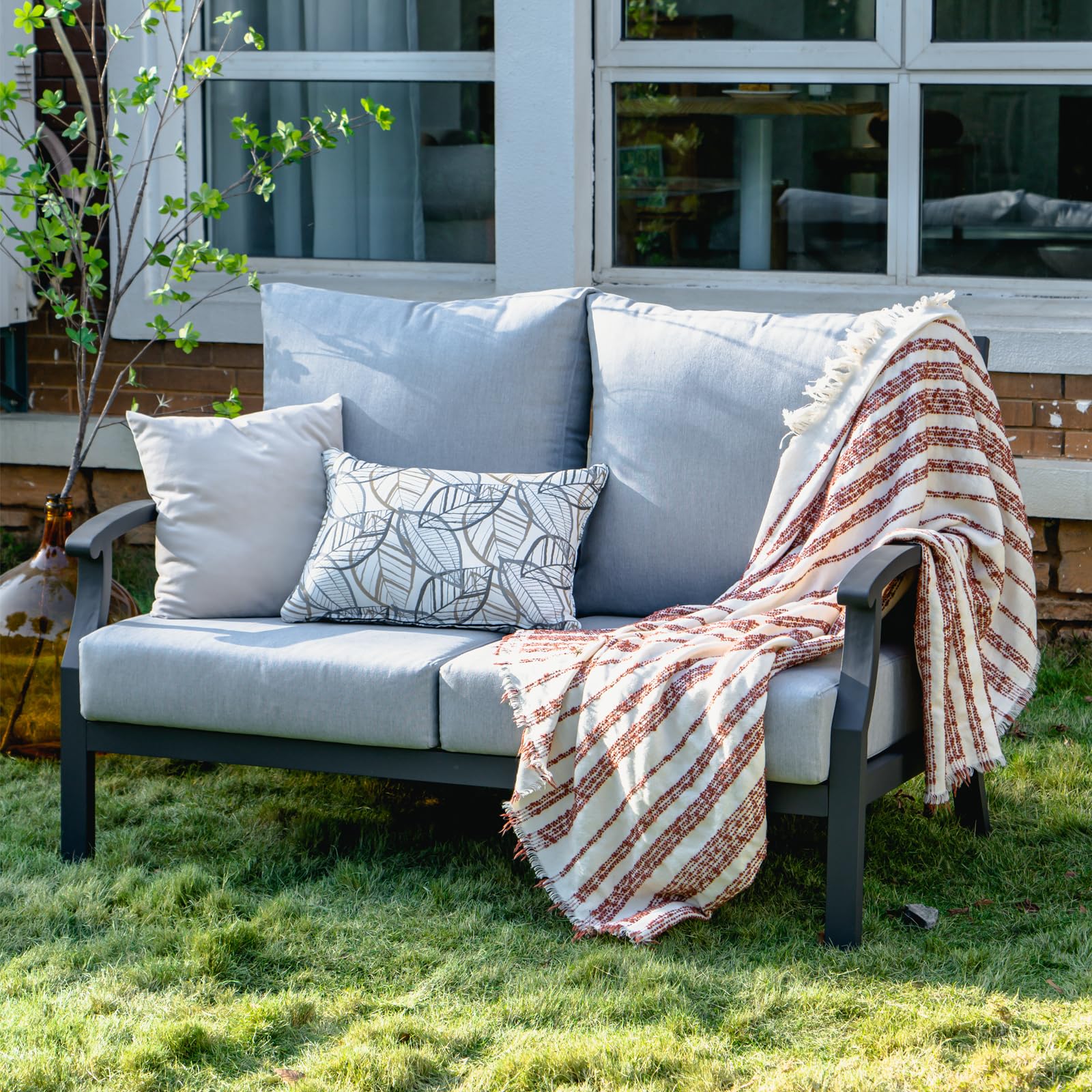 Outdoor Patio Loveseat 2 Seat Sofa Patio Love Seat Aluminum Loveseat Couch