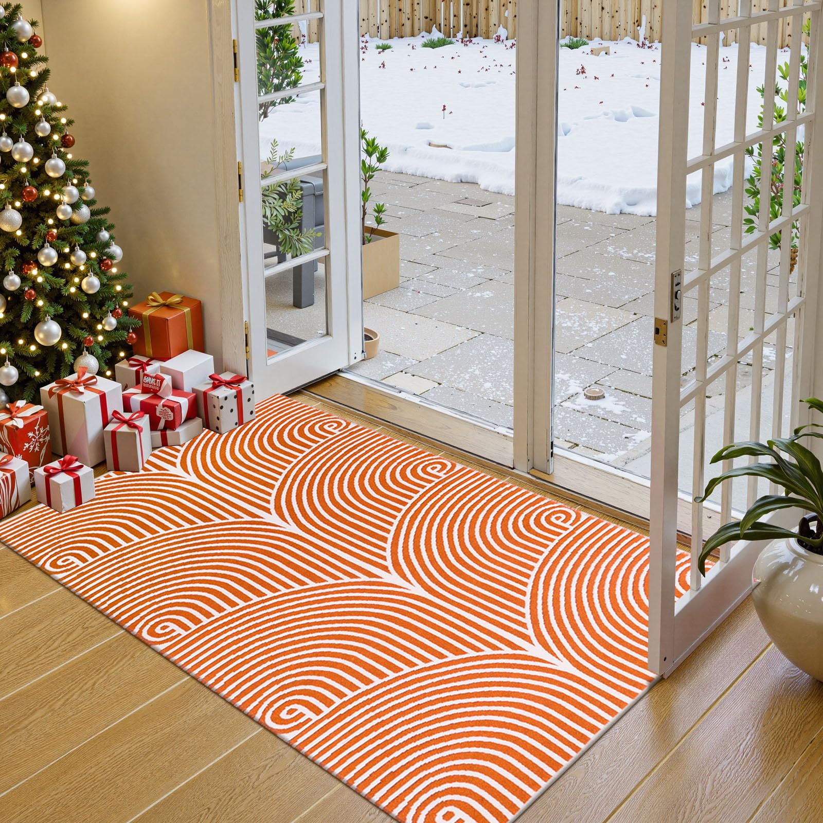 Small Outdoor Rug 3'x5', Front Door Mat Outdoor Entrance Machine Washable Rugs Cotton