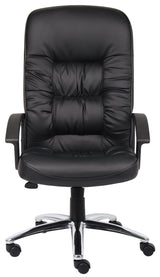 Office Products High Back LeatherPlus Chair with Chrome Base in Black