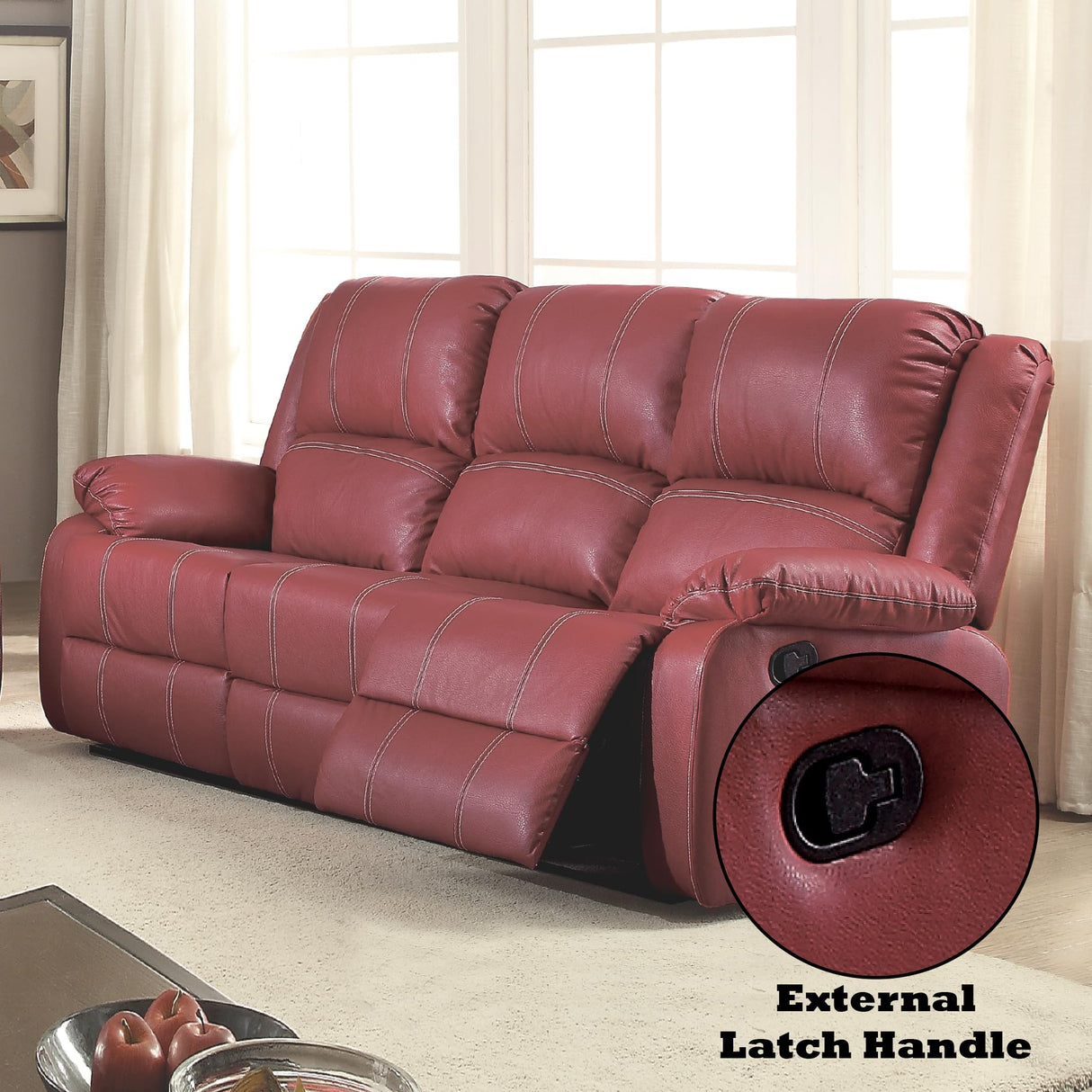 Motion Sofa in Red Synthetic Leather