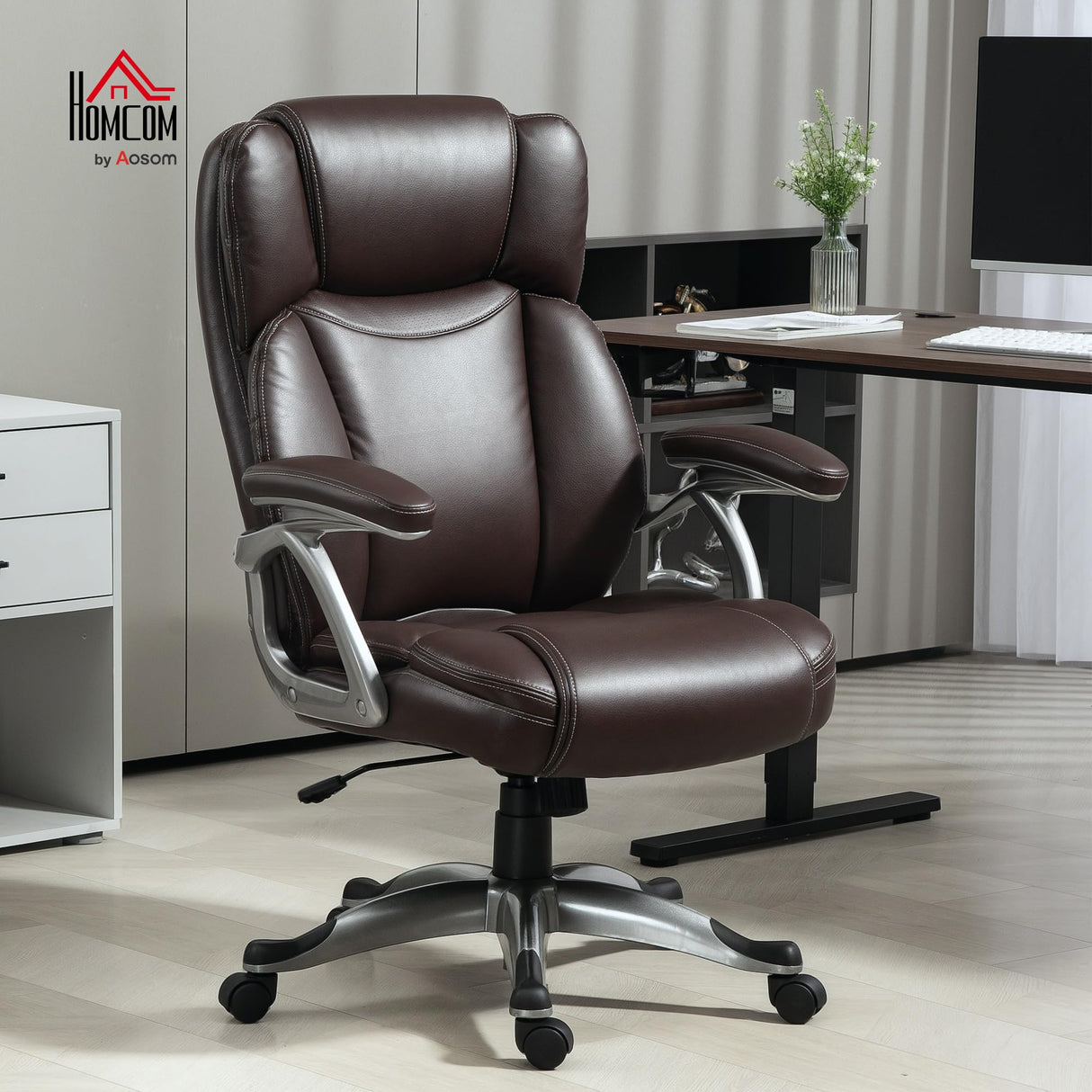 Executive Office Chair with Tilt Function - PU Leather High Back Swivel Desk Chair