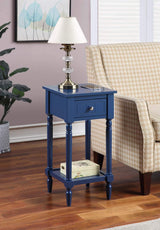 French Country Khloe 1 Drawer Accent Table with Shelf, Cobalt Blue