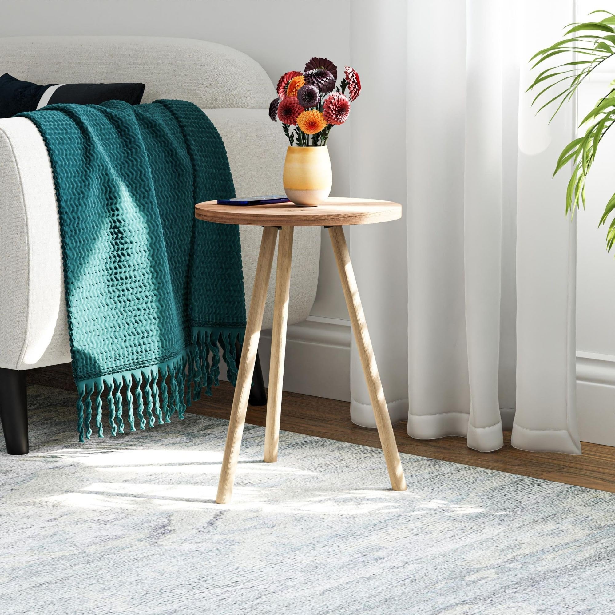 Small Round Side Tables for Living Room, Minimalist Circle Accent End Table Small Spaces