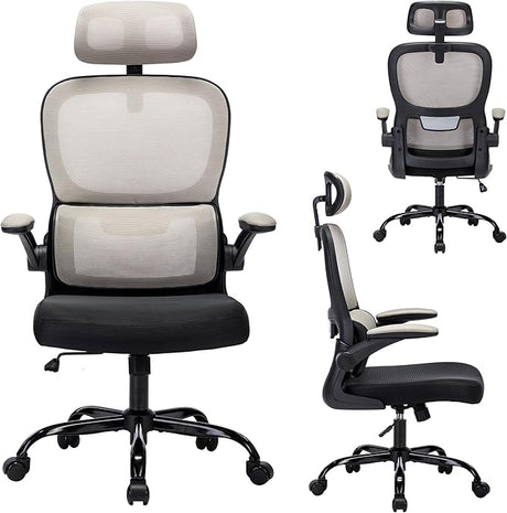 Office Chair, Ergonomic Mesh Office Chair with Adjustable Headrest and Arms, High Back