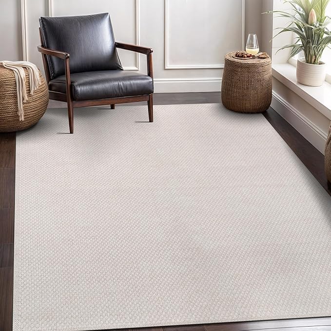 Easy Jute Rug 9x12, Indoor Outdoor Natural Color Farmhouse Area Rugs for Living Room