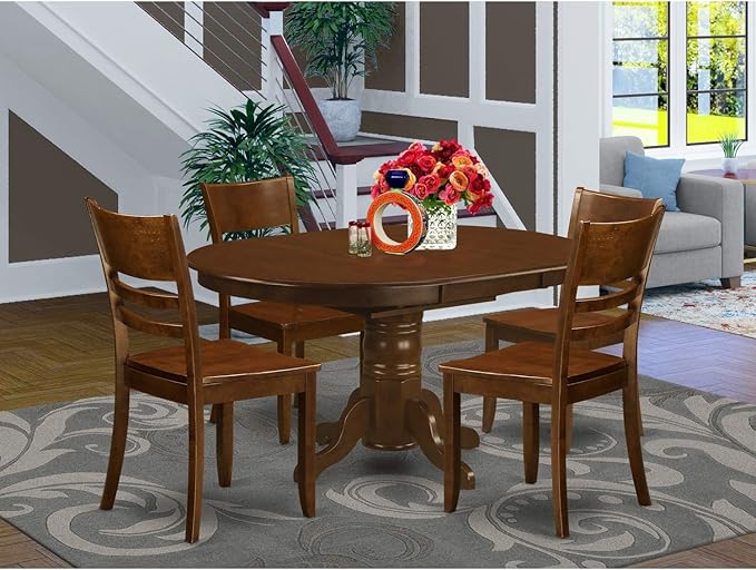 KELY7-ESP-LC 7 Piece Kitchen Table & Chairs Set Consist of an Oval Dining Table with Butterfly Leaf and 6 Faux Leather Dining Room Chairs,