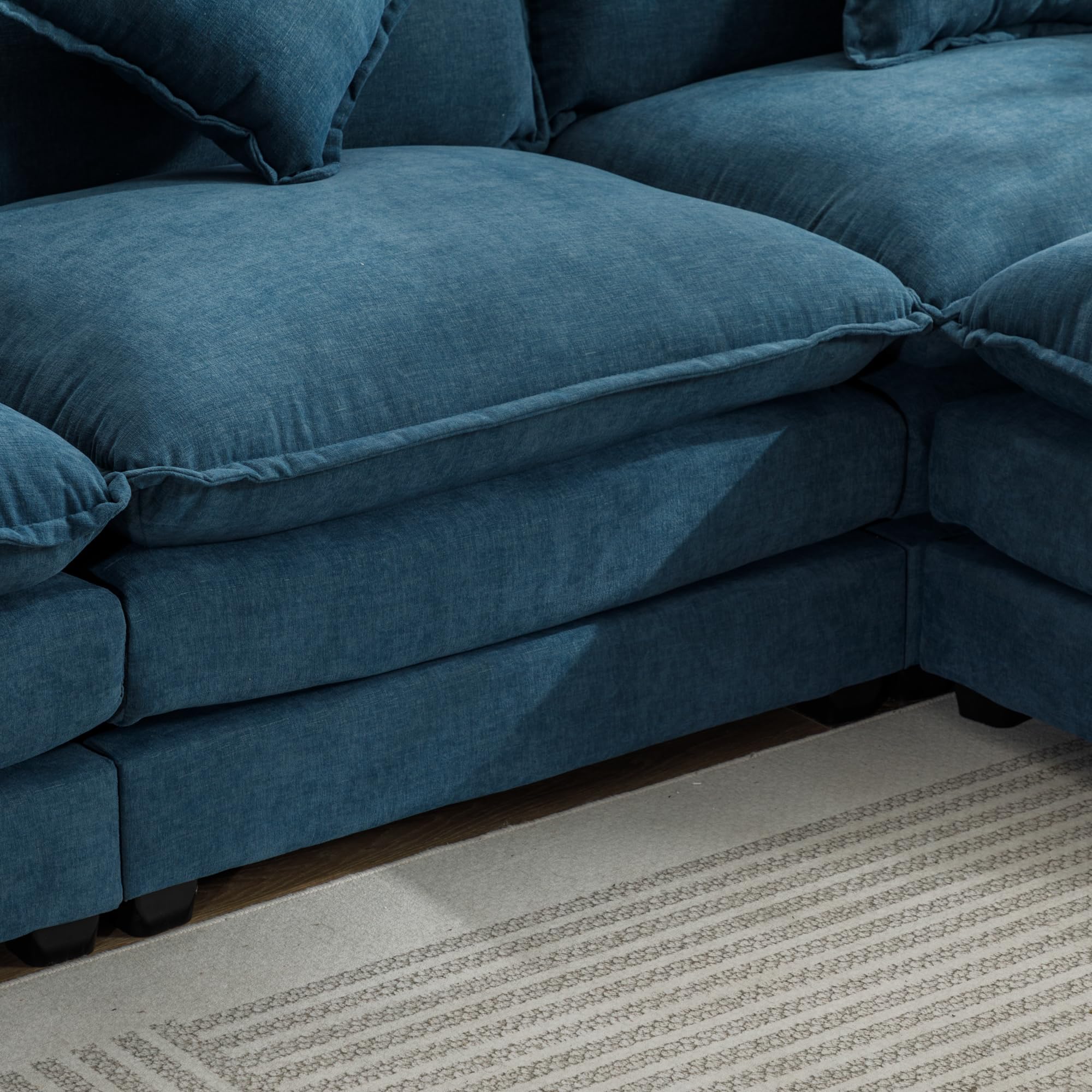 Convertible Modular Sectional Sofa with Movable Ottoman Set