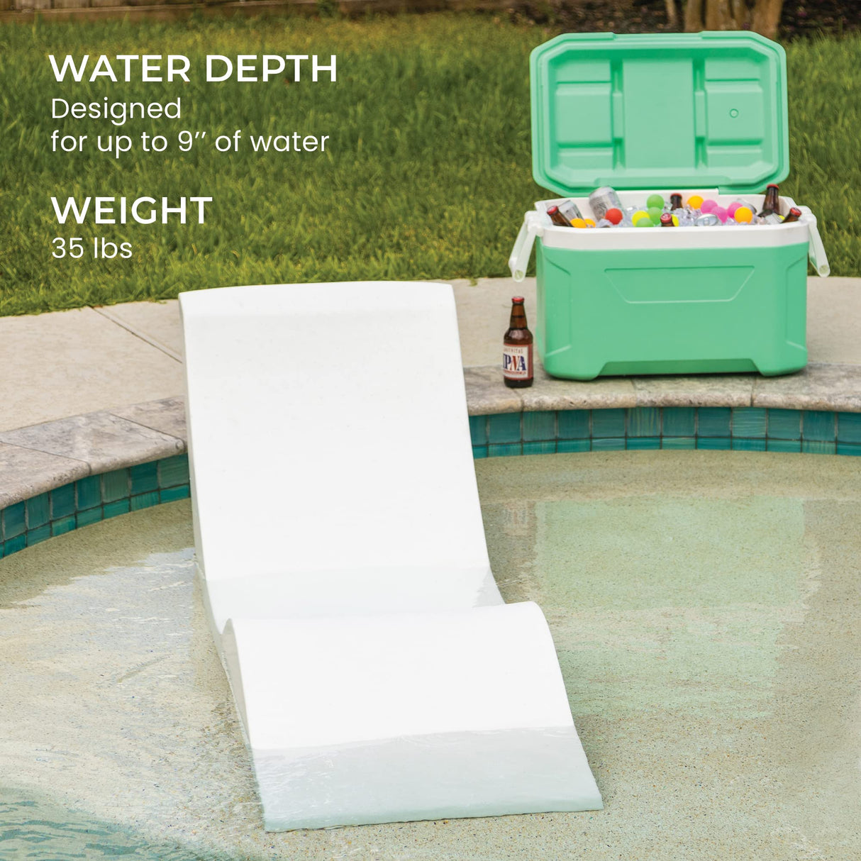 Aqua Outdoors- in-Pool Chaise Lounger - Pool & Sun Shelf Lounge Chair Designed for Water Depths Up to 9”-Compatible with All Types - Poolside & Sun Deck Tanning - Set of 2 - Sandstone Granite
