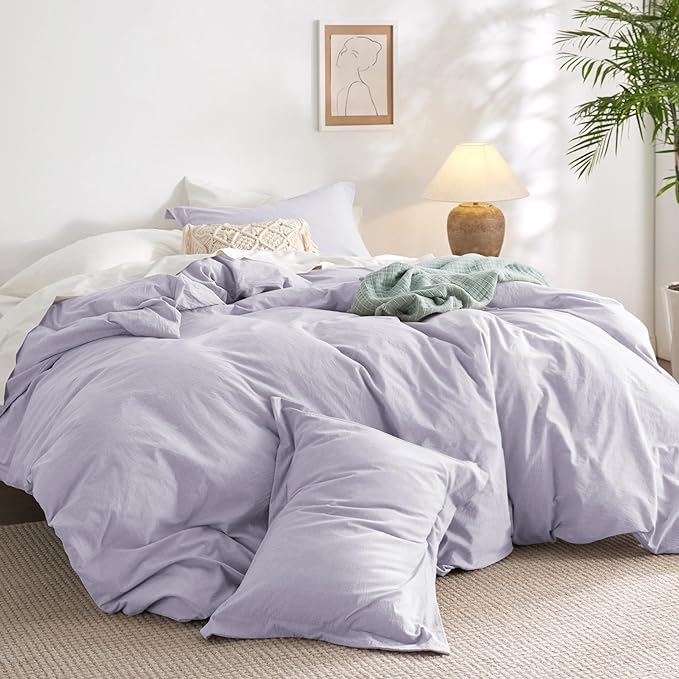100% Stone Washed Cotton Duvet Cover King - Charcoal Minimalist Cotton Duvet Cover