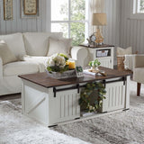 Lift Top Coffee Table with Double Storage Spaces, Farmhouse Rustic Wood Center Table