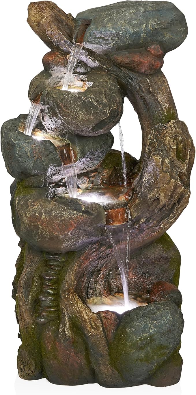 TZL292 Outdoor Floor Cascading Stone Tower Fountain