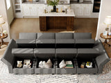 Sectional Sleeper Sofa Couch Modular Convertible Sectional Couch Bed Set Module Sleeper Couch Grey