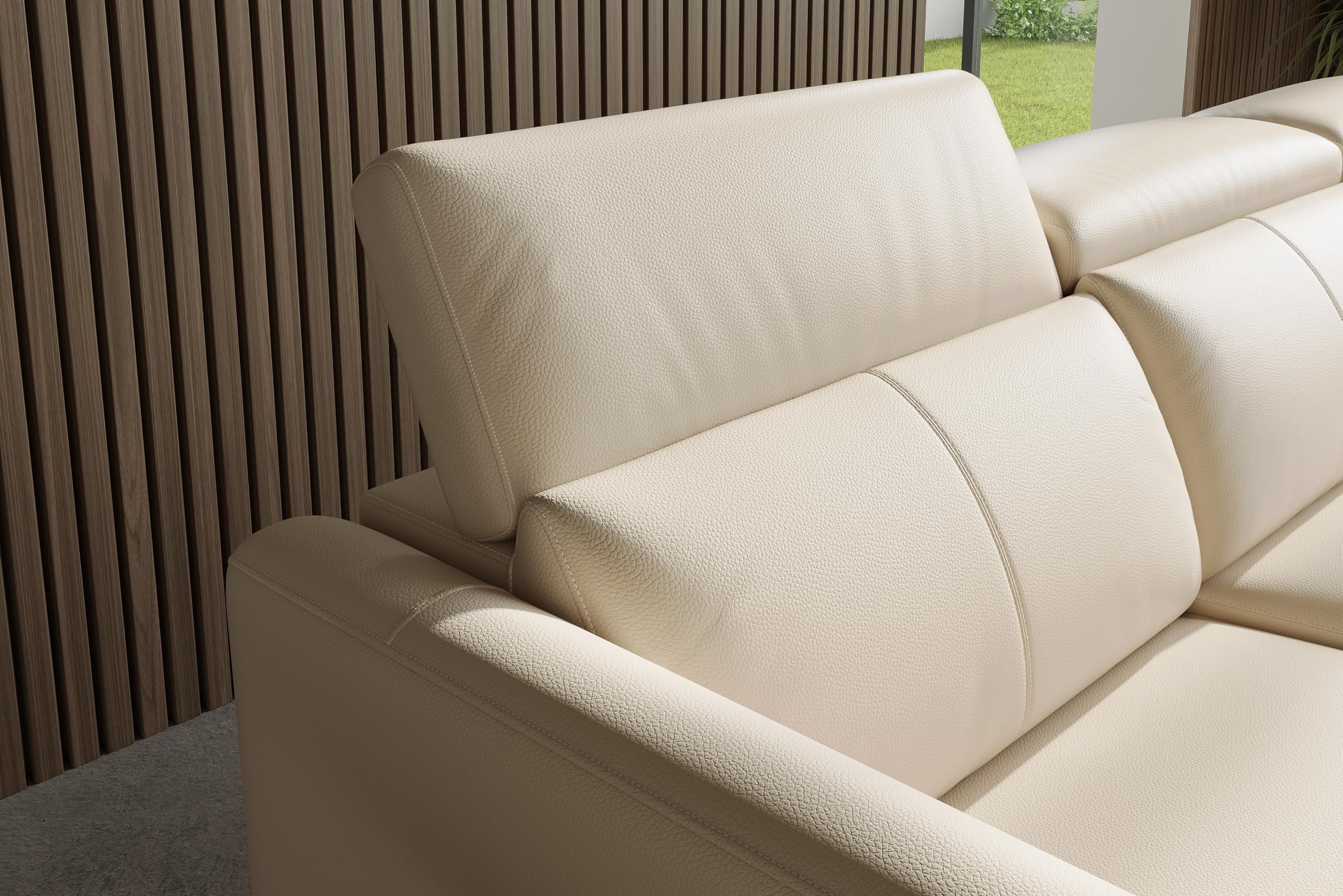 Andria Leather Reclining Sectional Sofa, 3 Seater Couch