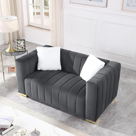 62.6'' Loveseat Chesterfield Sofa Couch for Living Room, Velvet Modern 2-Seat